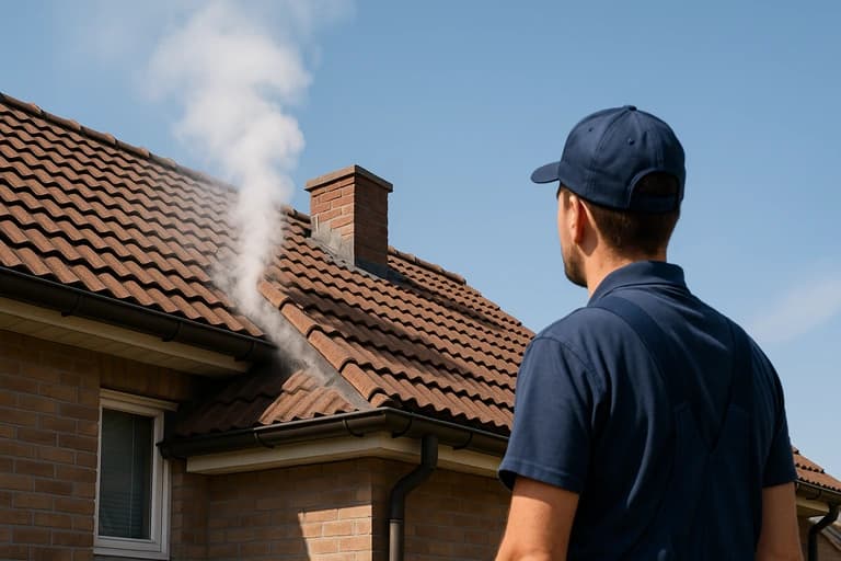 Infiltration toiture : test fumigène + colmatage (Commerce • Metz Technopôle)